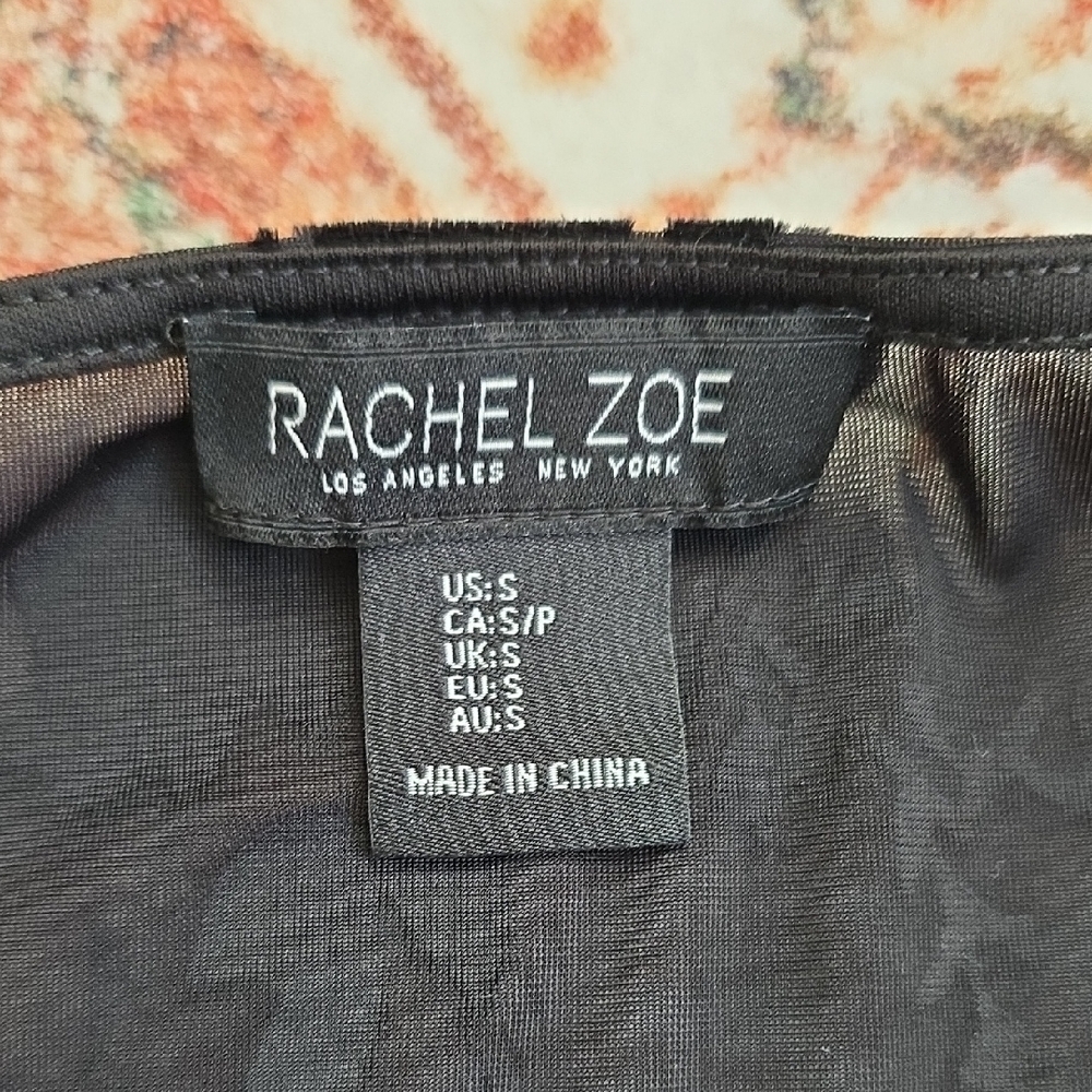 Rachel Zoe Sheer Black Velvet Floral Long Sleeve Top Size Small - Picture 5 of 6